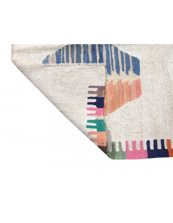 Colorful Large Hemp Kilim Rug - 8`8