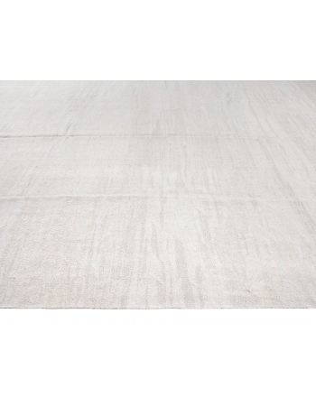 Oversized White Turkish Hemp Kilim Rug - 11`10