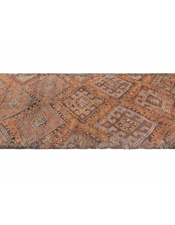 Embroidered Vintage Turkish Kilim Rug - 5`0
