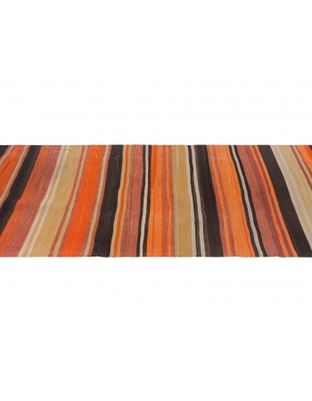 Vintage Orange Turkish Kilim Runner - 2`11