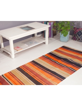 Striped Vintage Turkish Kilim Runner - 3`0