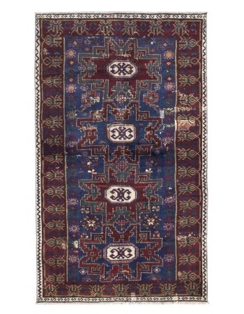 Antique Caucasian Wool Rug - 3`5" x 5`10"