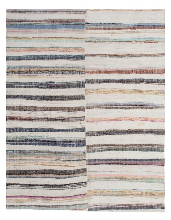 Decorative Striped Vintage Rag Rug - 7`3" x 9`4"