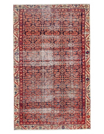 Distressed Antique Malayer Wool Rug - 3`9" x 6`1"
