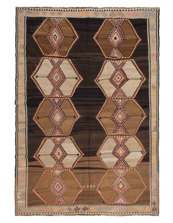 Large Unique Turkish Kars Kilim Rug - 8`0" x 11`0"