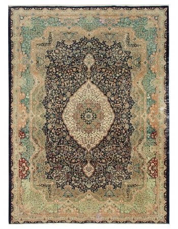 Large Vintage Tabriz Wool Rug - 9`8" x 13`1"