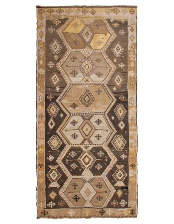 Oversized Vintage Turkish Kilim Rug - 7`5" x 15`5"