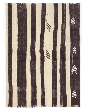 Striped Vintage Turkish Kilim Rug - 3`7" x 5`1"