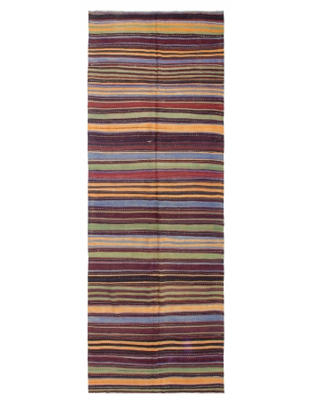 Striped Vintage Turkish Kilim Rug - 4`5" x 12`8"