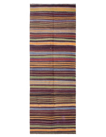 Striped Vintage Turkish Kilim Rug - 4`5" x 12`8"