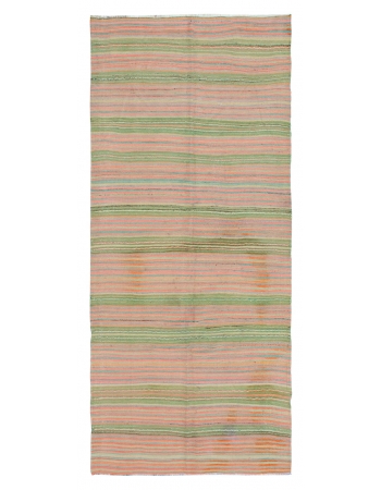Striped Vintage Turkish Kilim Rug - 5`1" x 11`2"