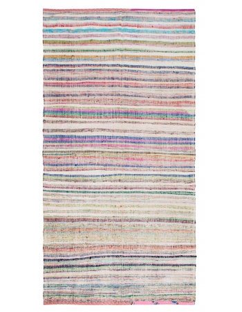 Turkish Vintage Striped Rag Rug - 5`7" x 11`3"