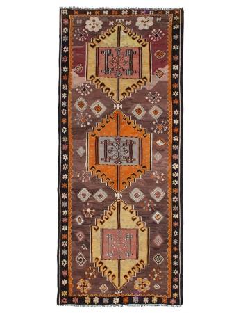 Vintage Decorative Turkish Kilim Rug - 5`1