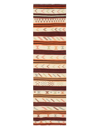 Vintage Decorative Turkish Kilim Runner - 3`1" x 11`0"