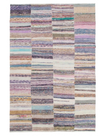 Vintage Decorative Turkish Rag Rug - 5`1" x 7`5"
