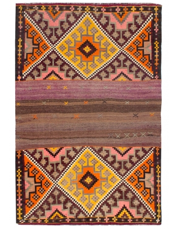 Vintage Small Decorative Kilim Rug - 4`2" x 6`4"