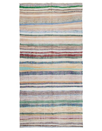 Vintage Striped Turkish Rag Rug - 5`2" x 10`5"