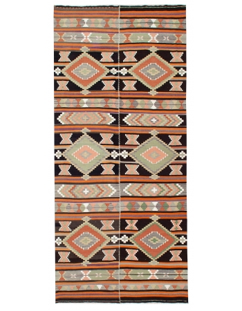 Vintage Turkish Decorative Kilim Rug - 5`7" x 12`2"