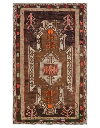 Vintage Turkish Kars Kilim Rug - 7`1" x 11`8"