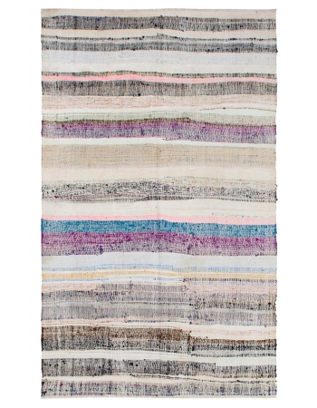 Vintage Turkish Striped Rag Rug - 6`0" x 10`0"