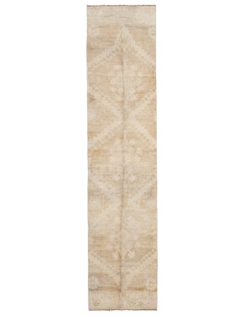 Washed Out Vintage Wool Runner Rug - 2`8" x 11`10"