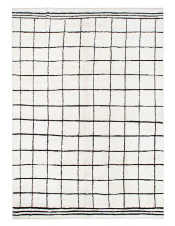 White & Black Piled Turkish Hemp Rug - 8`8" x 12`2"