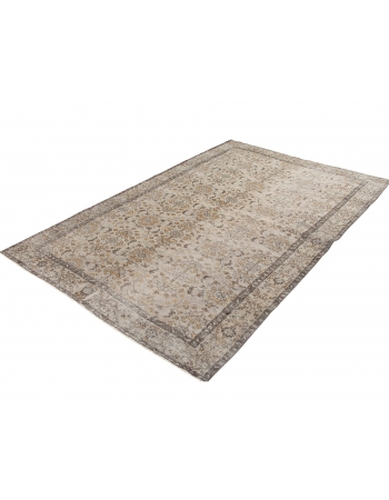 Neutral Floral Vintage Oushak Rug - 6`0