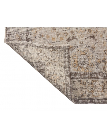 Neutral Floral Vintage Oushak Rug - 6`0