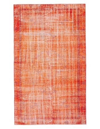 Orange Vintage Turkish Oushak Rug - 5`1" x 8`9"