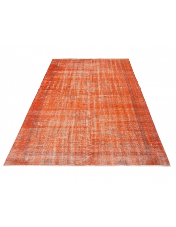 Orange Vintage Turkish Oushak Rug - 5`1