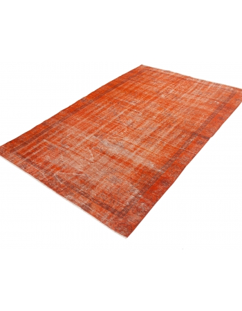 Orange Vintage Turkish Oushak Rug - 5`1