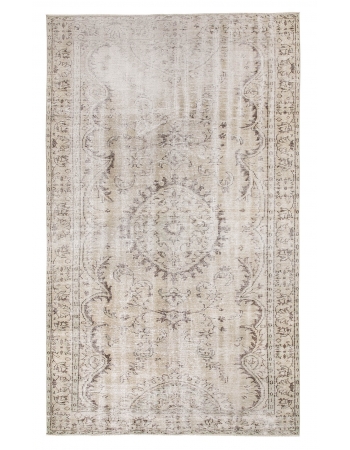 Distressed Vintage Turkish Oushak Rug - 5`11" x 9`8"