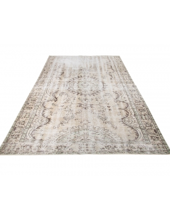 Distressed Vintage Turkish Oushak Rug - 5`11