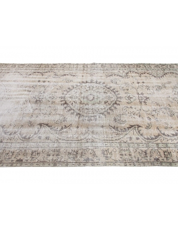 Distressed Vintage Turkish Oushak Rug - 5`11