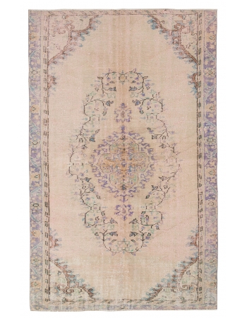 Vintage Faded Turkish Oushak Rug - 5`1