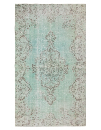 Green Vintage Turkish Oushak Rug - 4`7