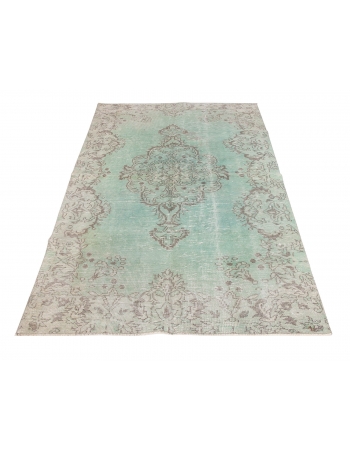 Green Vintage Turkish Oushak Rug - 4`7