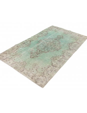 Green Vintage Turkish Oushak Rug - 4`7