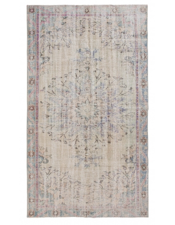 Distressed Vintage Turkish Oushak Rug - 5`2" x 9`1"