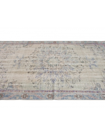 Distressed Vintage Turkish Oushak Rug - 5`2