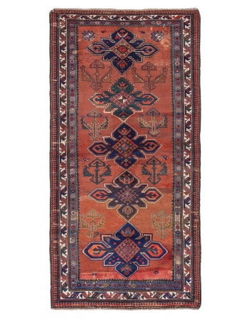 Decorative Antique Caucasian Wool Rug - 4`9