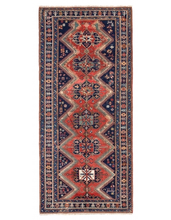 Decorative Antique Caucasian Wool Rug - 4`10