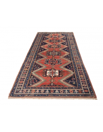 Decorative Antique Caucasian Wool Rug - 4`10