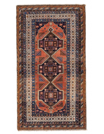 Antique Decorative Caucasian Wool Rug - 4`3