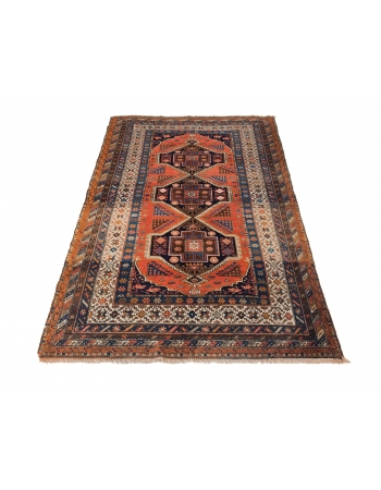 Antique Decorative Caucasian Wool Rug - 4`3