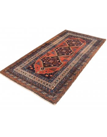 Antique Decorative Caucasian Wool Rug - 4`3