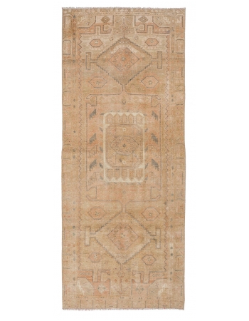 Washed Out Vintage Wool Rug - 3`10" x 9`4"