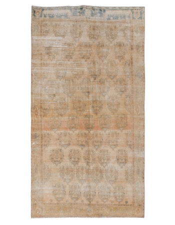 Vintage Washed Out Tabriz Wool Rug - 4`11" x 9`1"