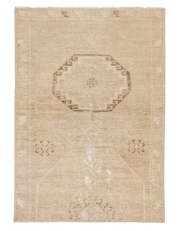 Small Vintage Washed Out Wool Rug - 3`6