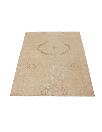 Small Vintage Washed Out Wool Rug - 3`6